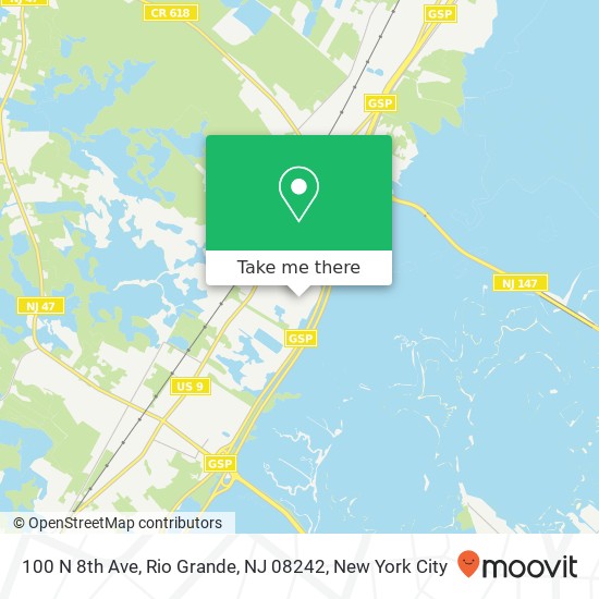 Mapa de 100 N 8th Ave, Rio Grande, NJ 08242