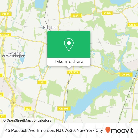 Mapa de 45 Pascack Ave, Emerson, NJ 07630