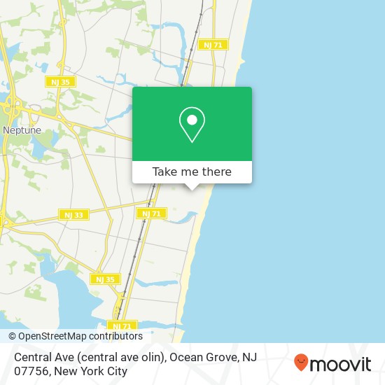 Mapa de Central Ave (central ave olin), Ocean Grove, NJ 07756