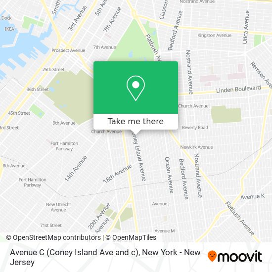 Mapa de Avenue C (Coney Island Ave and c)