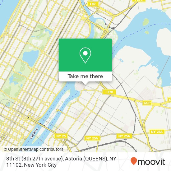 Mapa de 8th St (8th 27th avenue), Astoria (QUEENS), NY 11102