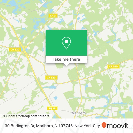 Mapa de 30 Burlington Dr, Marlboro, NJ 07746