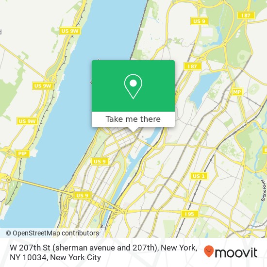 Mapa de W 207th St (sherman avenue and 207th), New York, NY 10034