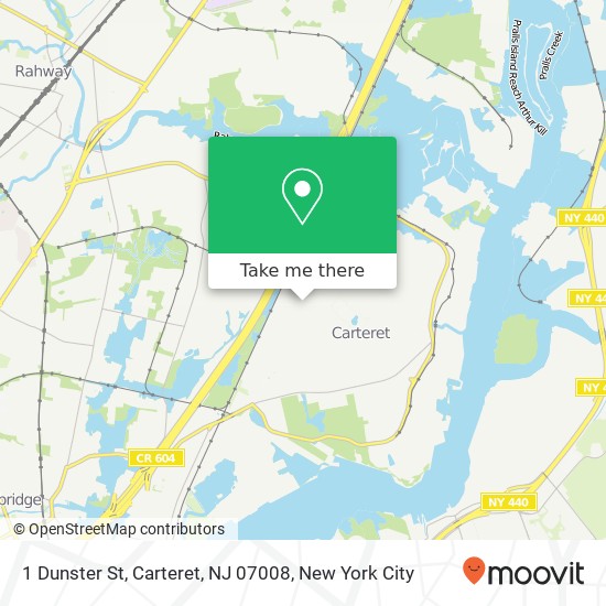 Mapa de 1 Dunster St, Carteret, NJ 07008