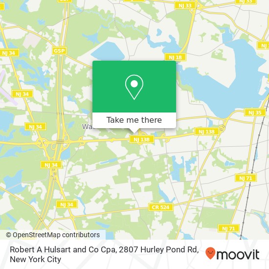 Robert A Hulsart and Co Cpa, 2807 Hurley Pond Rd map