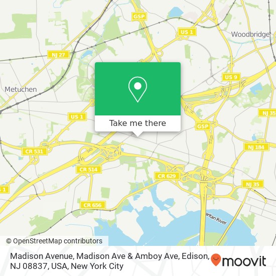 Madison Avenue, Madison Ave & Amboy Ave, Edison, NJ 08837, USA map