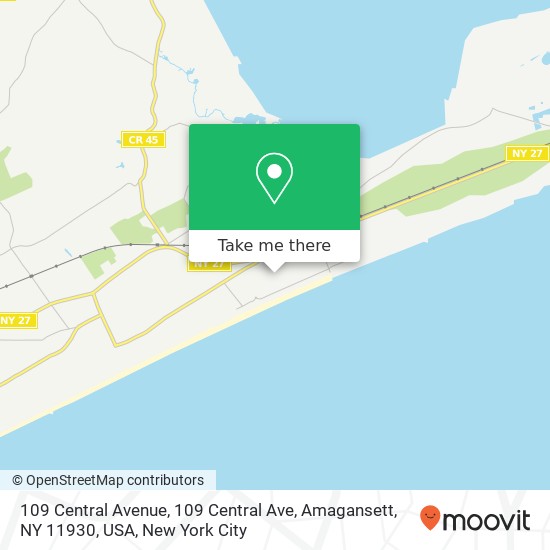 Mapa de 109 Central Avenue, 109 Central Ave, Amagansett, NY 11930, USA