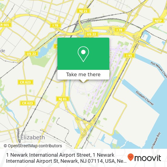 1 Newark International Airport Street, 1 Newark International Airport St, Newark, NJ 07114, USA map