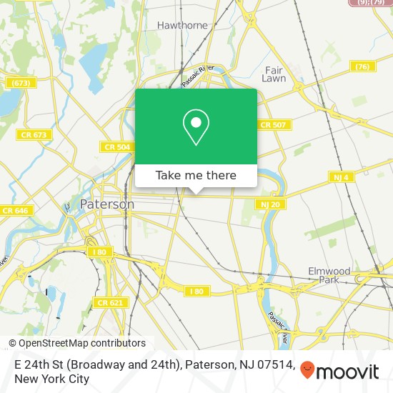 Mapa de E 24th St (Broadway and 24th), Paterson, NJ 07514