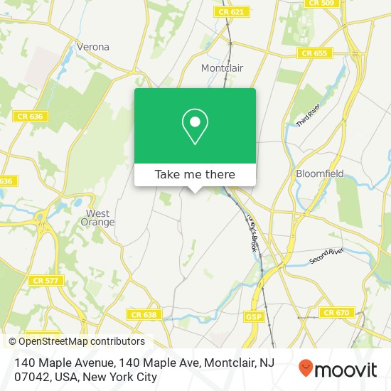 140 Maple Avenue, 140 Maple Ave, Montclair, NJ 07042, USA map