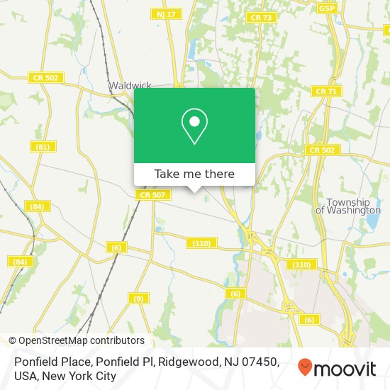 Ponfield Place, Ponfield Pl, Ridgewood, NJ 07450, USA map