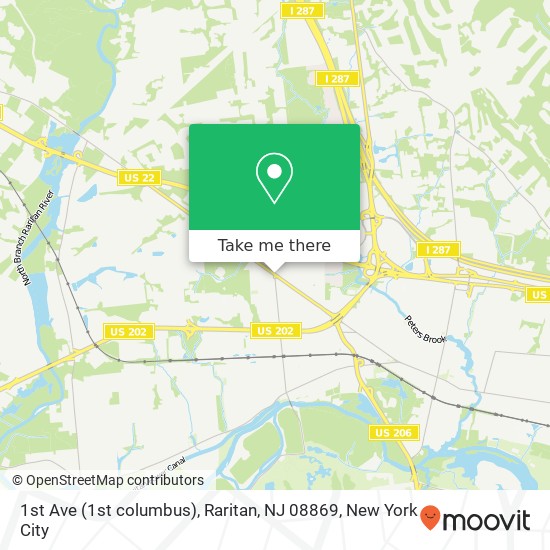 Mapa de 1st Ave (1st columbus), Raritan, NJ 08869