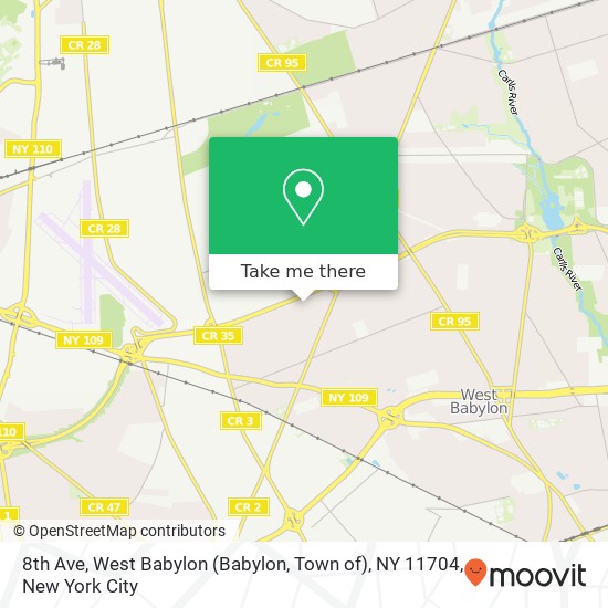 8th Ave, West Babylon (Babylon, Town of), NY 11704 map