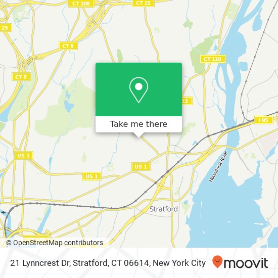 Mapa de 21 Lynncrest Dr, Stratford, CT 06614