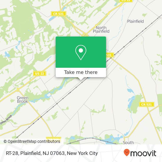 Mapa de RT-28, Plainfield, NJ 07063