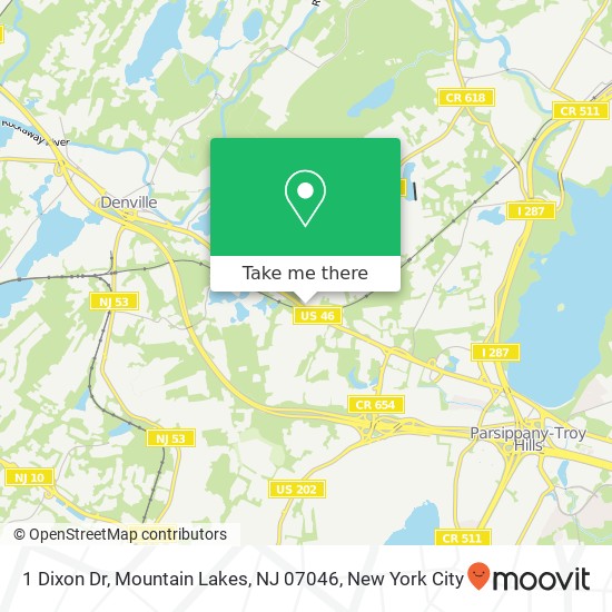 Mapa de 1 Dixon Dr, Mountain Lakes, NJ 07046