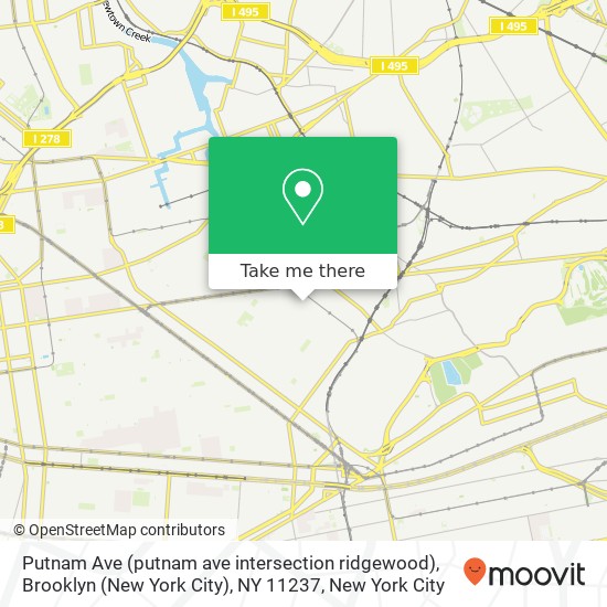 Mapa de Putnam Ave (putnam ave intersection ridgewood), Brooklyn (New York City), NY 11237