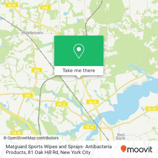 Mapa de Matguard Sports Wipes and Sprays- Antibacteria Products, 81 Oak Hill Rd