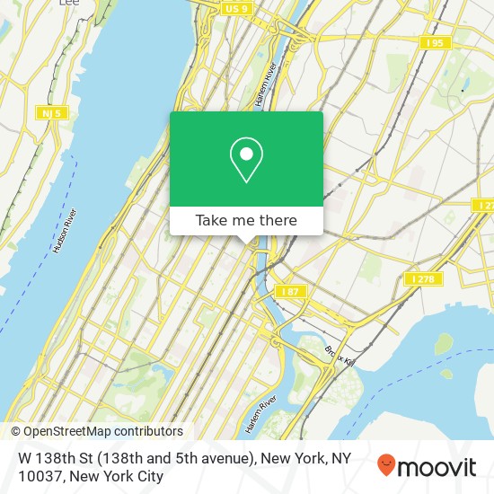Mapa de W 138th St (138th and 5th avenue), New York, NY 10037