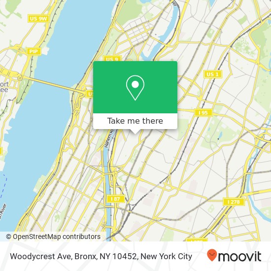 Mapa de Woodycrest Ave, Bronx, NY 10452