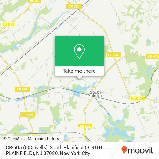 Mapa de CR-605 (605 wells), South Plainfield (SOUTH PLAINFIELD), NJ 07080