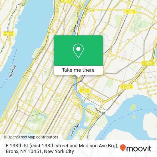 E 138th St (east 138th street and Madison Ave Brg), Bronx, NY 10451 map