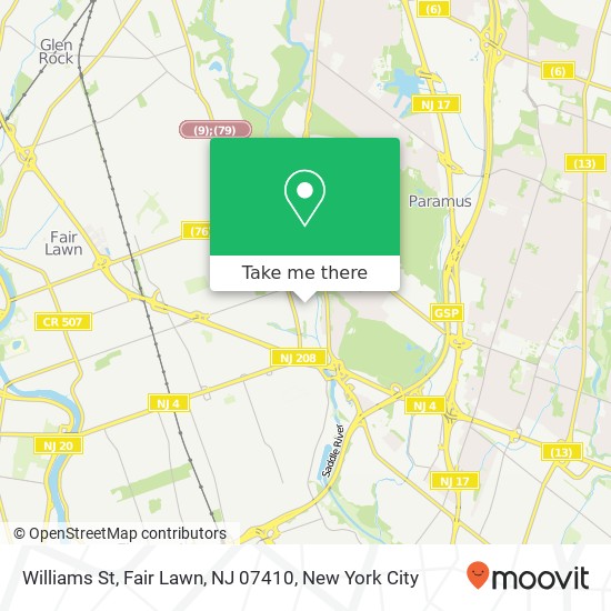 Mapa de Williams St, Fair Lawn, NJ 07410