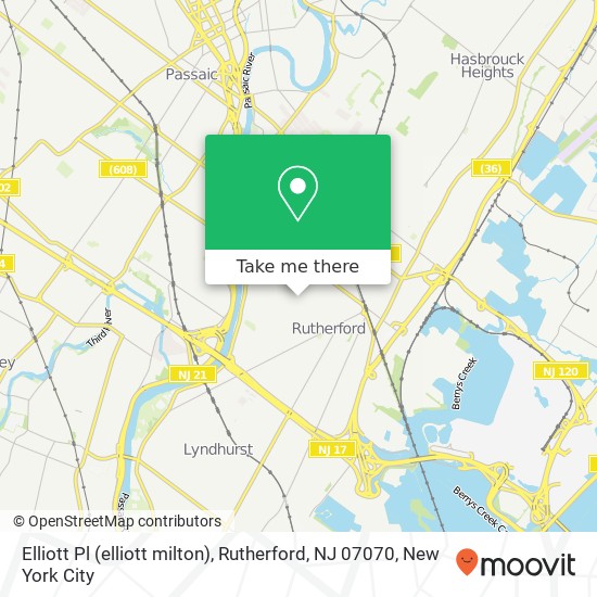 Mapa de Elliott Pl (elliott milton), Rutherford, NJ 07070