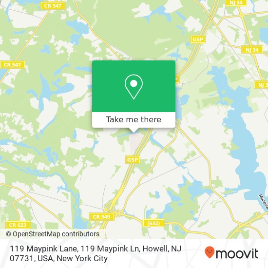 Mapa de 119 Maypink Lane, 119 Maypink Ln, Howell, NJ 07731, USA