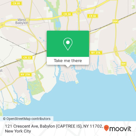 Mapa de 121 Crescent Ave, Babylon (CAPTREE IS), NY 11702
