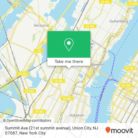 Mapa de Summit Ave (21st summit avenue), Union City, NJ 07087