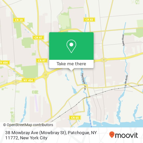 Mapa de 38 Mowbray Ave (Mowbray St), Patchogue, NY 11772