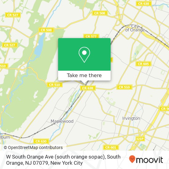 Mapa de W South Orange Ave (south orange sopac), South Orange, NJ 07079