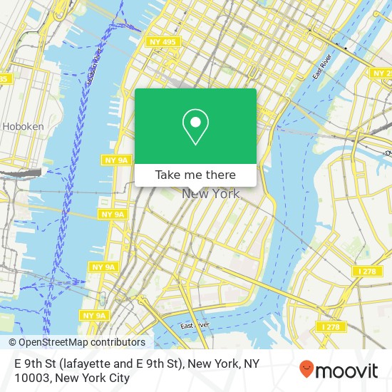 Mapa de E 9th St (lafayette and E 9th St), New York, NY 10003