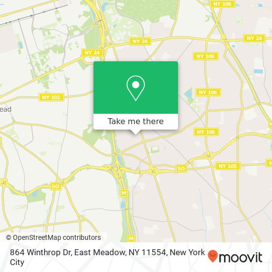 Mapa de 864 Winthrop Dr, East Meadow, NY 11554