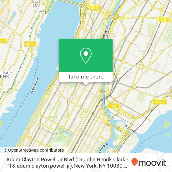 Mapa de Adam Clayton Powell Jr Blvd (Dr John Henrik Clarke Pl & adam clayton powell jr), New York, NY 10030
