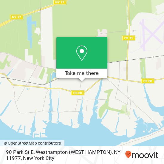 Mapa de 90 Park St E, Westhampton (WEST HAMPTON), NY 11977