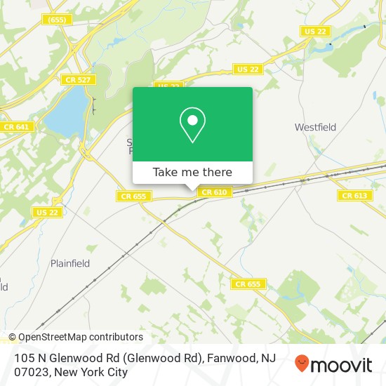Mapa de 105 N Glenwood Rd (Glenwood Rd), Fanwood, NJ 07023