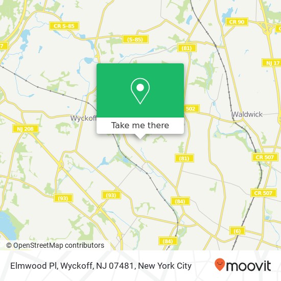 Mapa de Elmwood Pl, Wyckoff, NJ 07481