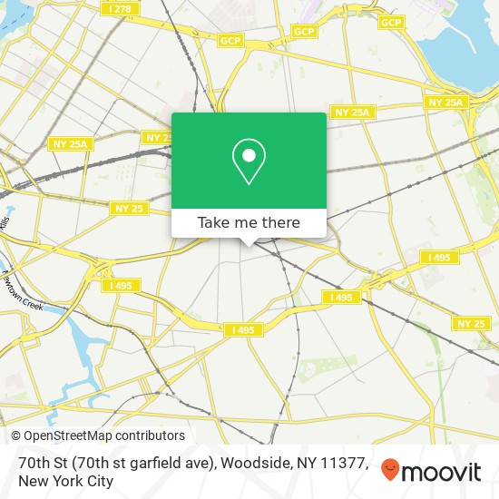 70th St (70th st garfield ave), Woodside, NY 11377 map