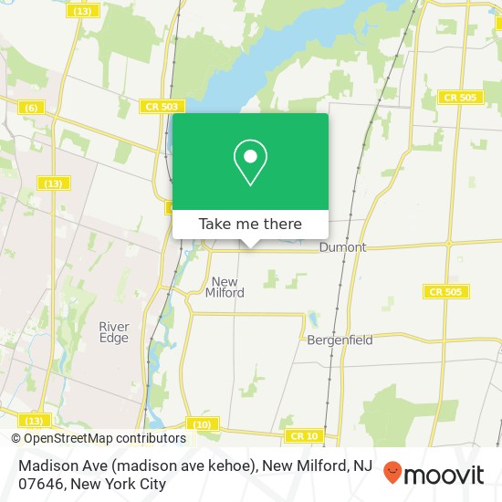 Mapa de Madison Ave (madison ave kehoe), New Milford, NJ 07646