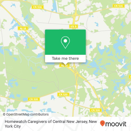 Mapa de Homewatch Caregivers of Central New Jersey