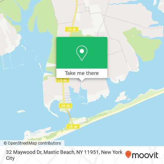 Mapa de 32 Maywood Dr, Mastic Beach, NY 11951