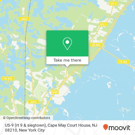 Mapa de US-9 (rt 9 & siegtown), Cape May Court House, NJ 08210