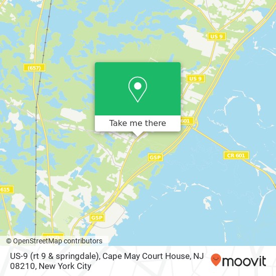 Mapa de US-9 (rt 9 & springdale), Cape May Court House, NJ 08210