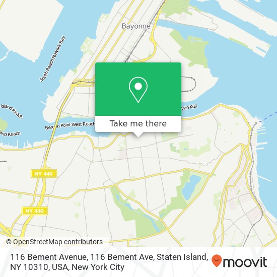 Mapa de 116 Bement Avenue, 116 Bement Ave, Staten Island, NY 10310, USA