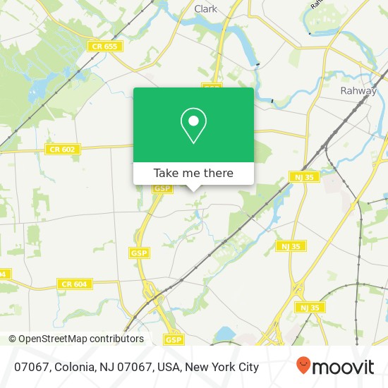 Mapa de 07067, Colonia, NJ 07067, USA