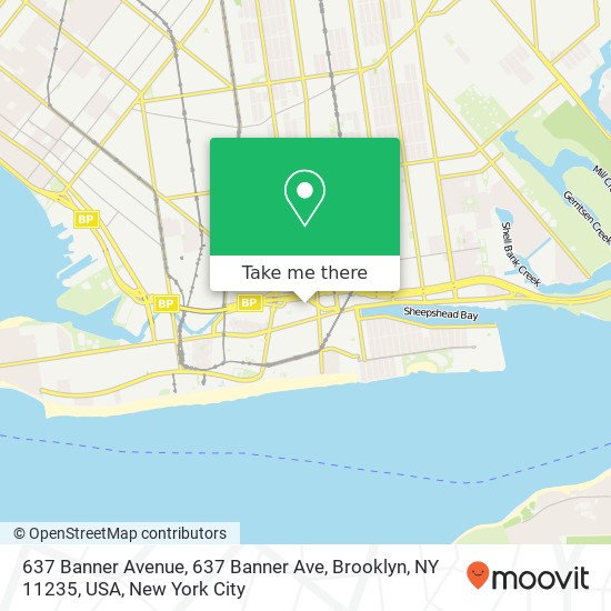 Mapa de 637 Banner Avenue, 637 Banner Ave, Brooklyn, NY 11235, USA