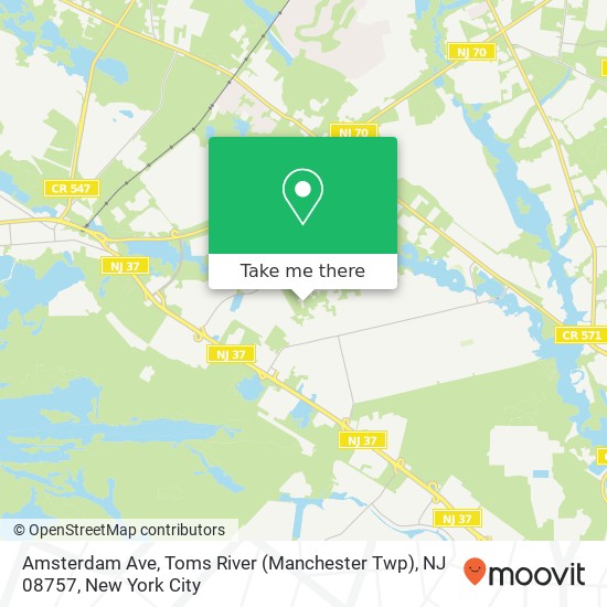 Mapa de Amsterdam Ave, Toms River (Manchester Twp), NJ 08757