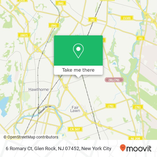 Mapa de 6 Romary Ct, Glen Rock, NJ 07452